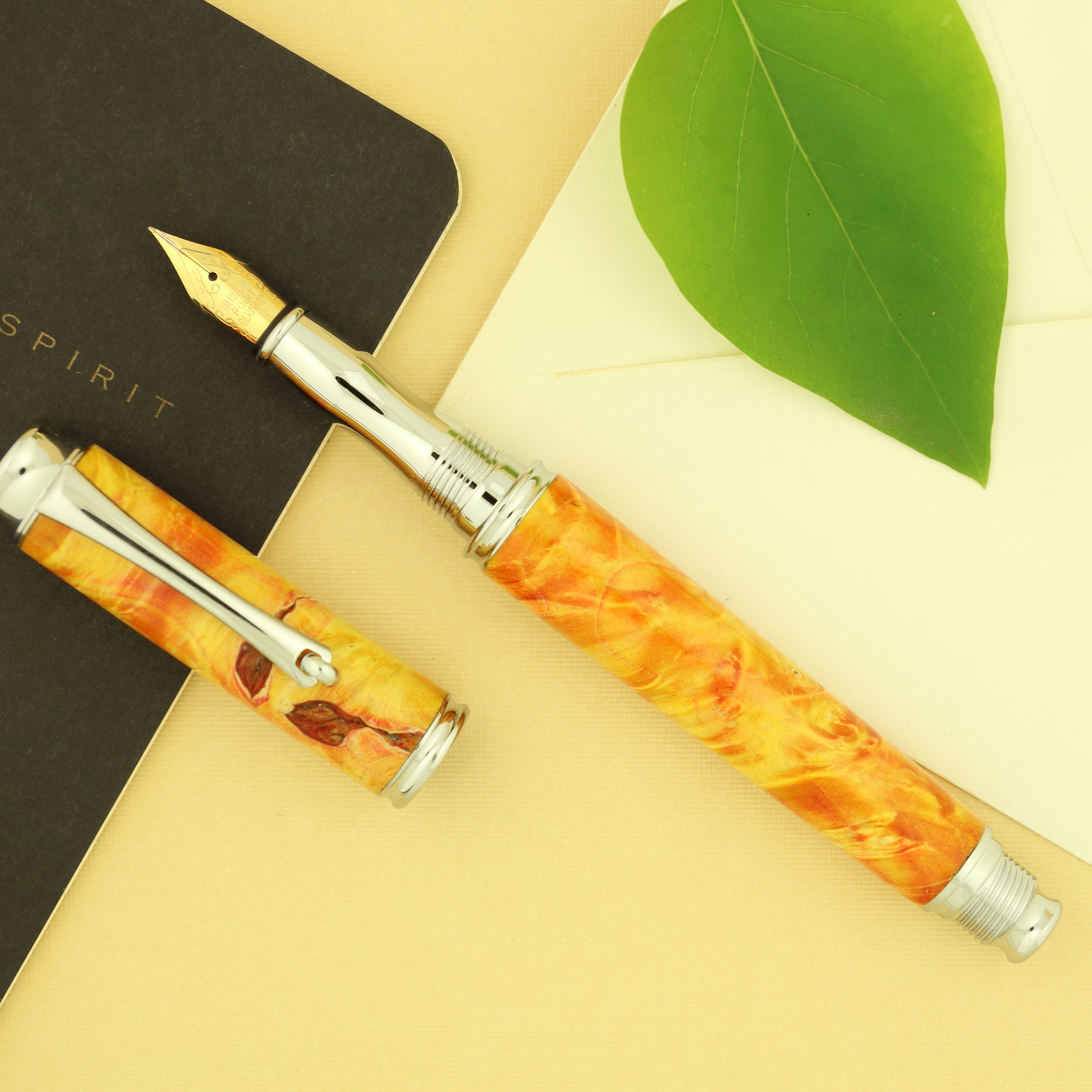 Custom Virage fountain pen wood turning kit for lathe project with stabilized box elder burl pen blank for wedding gift 