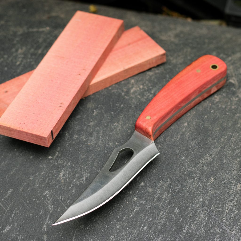 Pink Ivory wood knife scales with Cobra Knife kit blade from William Wood-Write Ltd