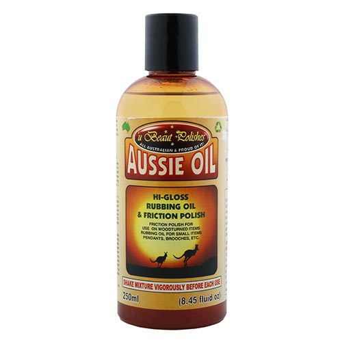 Aussie Oil wood finish from William Wood-Write Ltd. in 250ml bottle against white background.