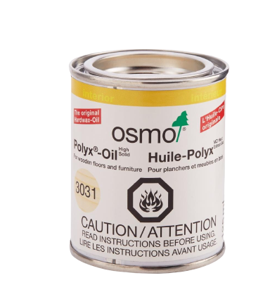 Osmo Polyx-Oil wood finish from William Wood-Write Ltd in 3031 clear matte in 125ml can.