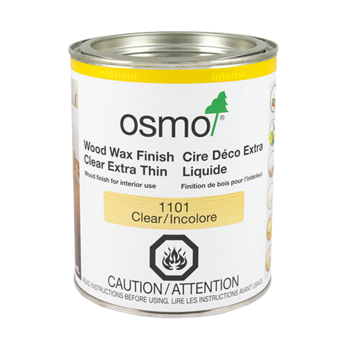 Osmo Hardwax-Oil Wood Wax wood finish from William Wood-Write Ltd. in 1101 Clear in 750ml jar against white background.