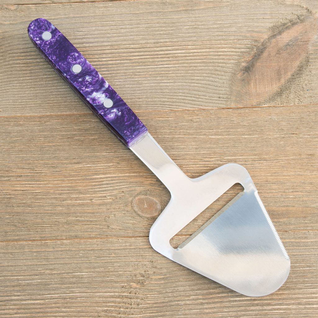 Cheese Slicer project kit made with Amazon Purple pearlux Knife Block from William Wood-Write Ltd.
