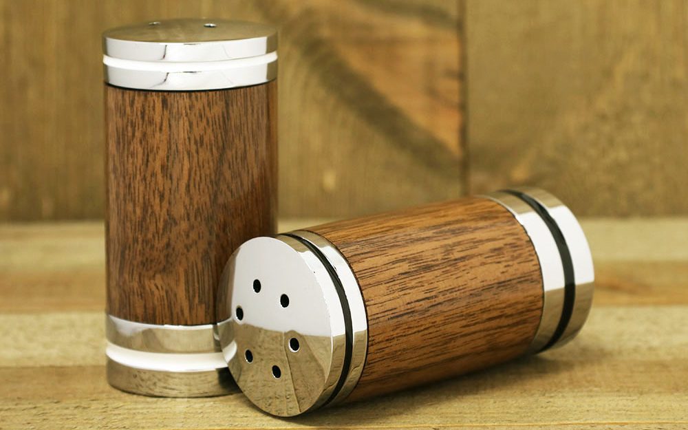 Deluxe salt and pepper shaker set project kit from William Wood-Write Ltd, made with Cocobolo project blank.