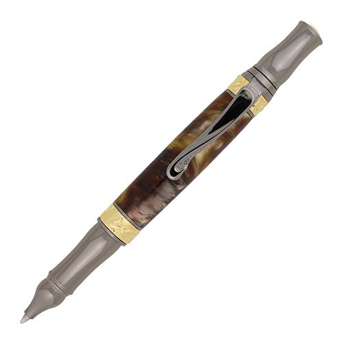 Nouveau Sceptre ballpoint twist pen kit in Gun Metal and Gold plating made with acrylic pen blank from William Wood-Write Ltd.