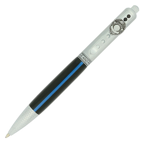 Police Pen ballpoint twist pen kit in satin chrome from William Wood-Write Ltd.