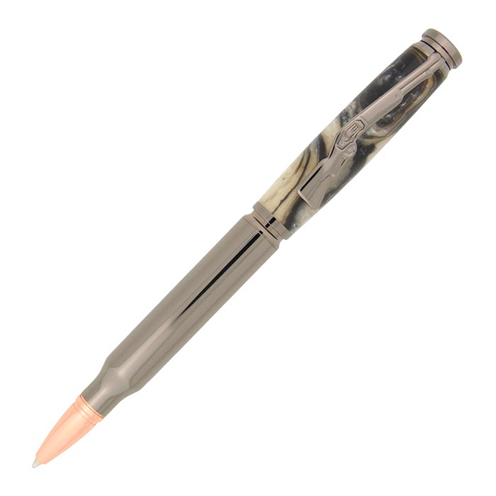 Bullet Twist Ballpoint pen kit in gun metal made with twilight fog acrylic pearl pen blank from William Wood-Write Ltd.