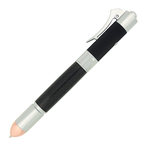 Chrome Revolver Ballpoint Click pen kit made with carbon fiber 10mm pen blank from William Wood-Write Ltd.