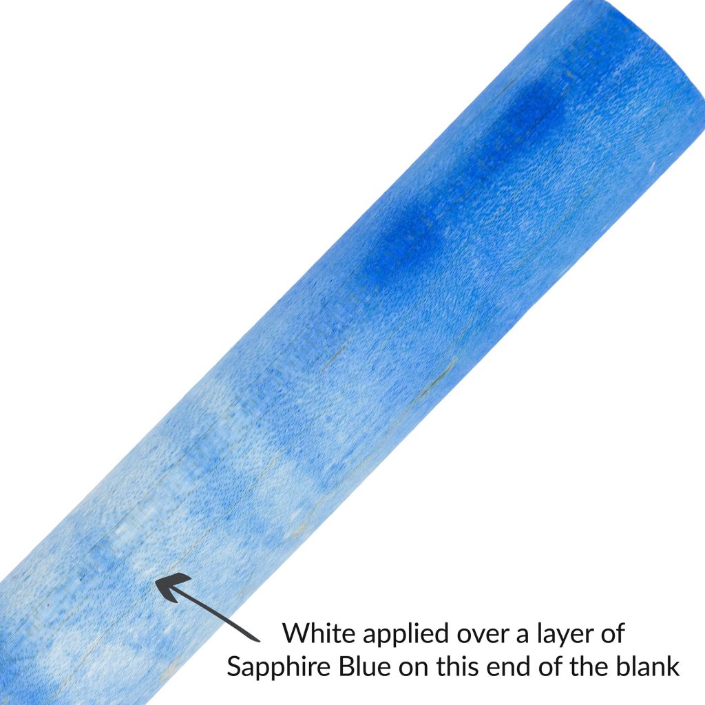Wood pen blank dyed blue ombre with alcohol ink