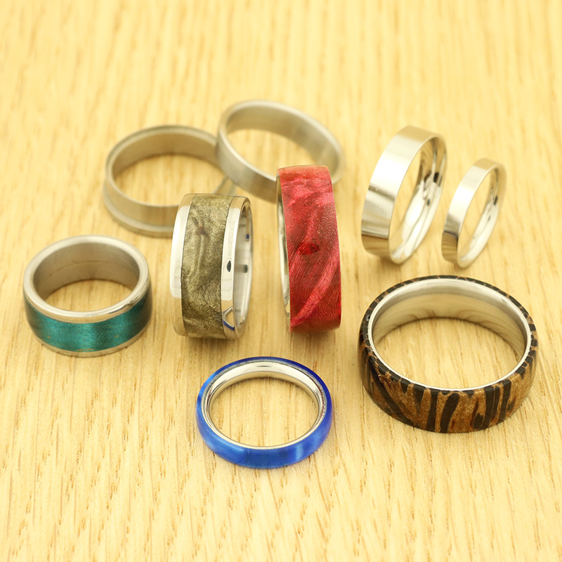 A variety of rings in different colours and sizes.